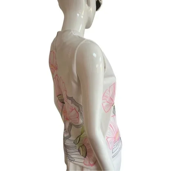 Mod 1960s Handmade One of a Kind Floral Sleeveless Shift Blouse - Picture 7 of 11